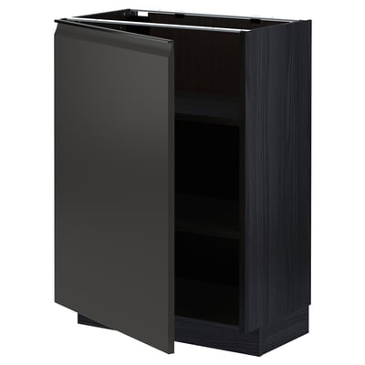 METOD kitchen cabinet, matte black, rectangular, with adjustable shelves.