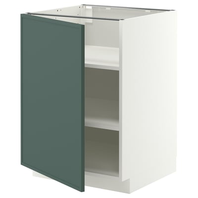 METOD Base cabinet with shelves, white/Aspudden dark grey-green, 60x60 cm