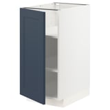 METOD kitchen unit, white & blue, rectangular, single door, modern design, steel hinges.