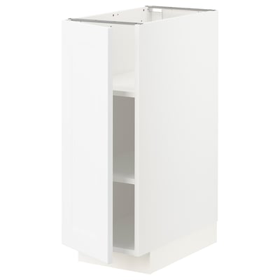 White METOD kitchen cabinet with glass door, modern design, adjustable shelves.