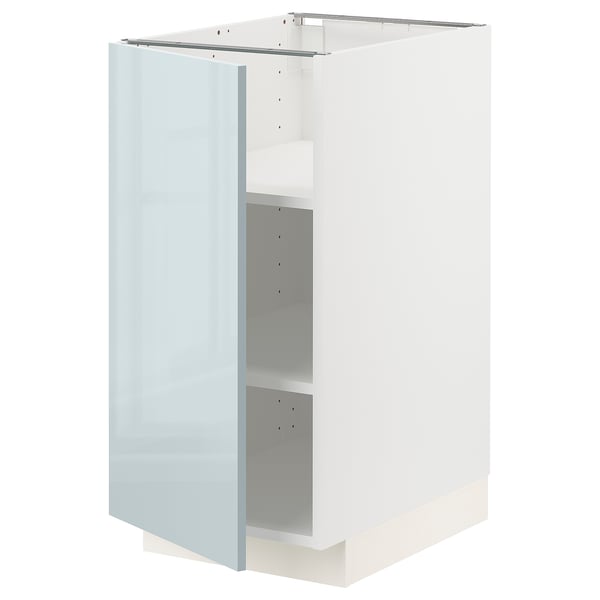 METOD high-gloss grey-blue modern kitchen cabinet, rectangular, with adjustable shelves.