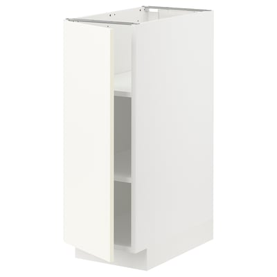 White METOD kitchen cabinet. Square, single-door design. Modern, minimalist style. Adjustable shelves.