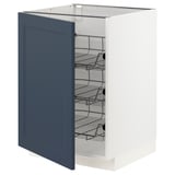 Blue-white cabinet, METOD series, with pull-out wire baskets, modern traditional design.