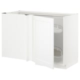 White METOD corner kitchen cabinet with pull-out shelves. Sleek, modern design for efficient storage.