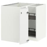 METOD Corner base cabinet with carousel, white/Voxtorp high-gloss/white, 88x88 cm