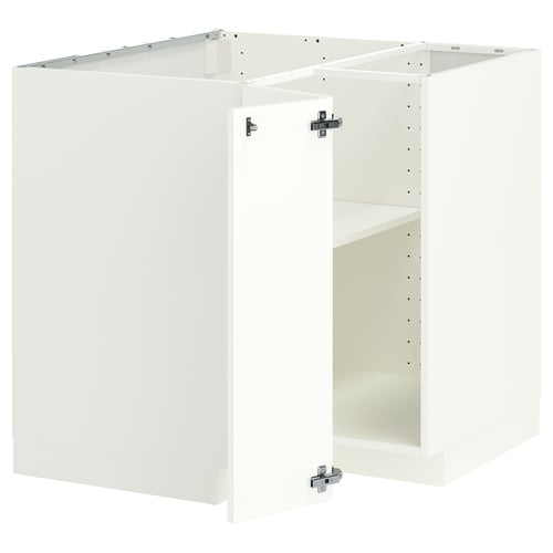 METOD Corner base cabinet with shelf, white/Aspudden matt white, 88x88 cm