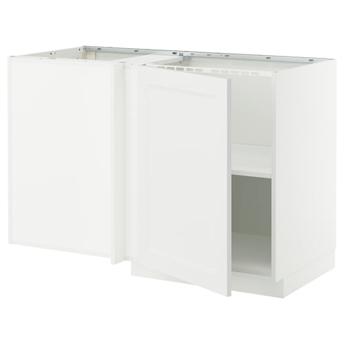White METOD kitchen cabinet, modern design, square shape, melamine and fibreboard.