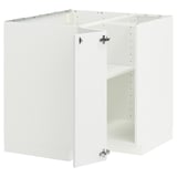 White METOD kitchen cabinet set, modern minimalist design, two doors and a shelf, sturdy fiberboard.
