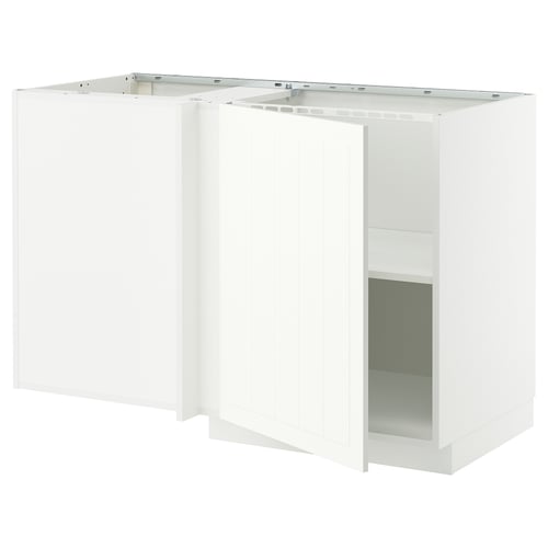 Ikea METOD white kitchen cabinet unit, l-shape with open shelf.