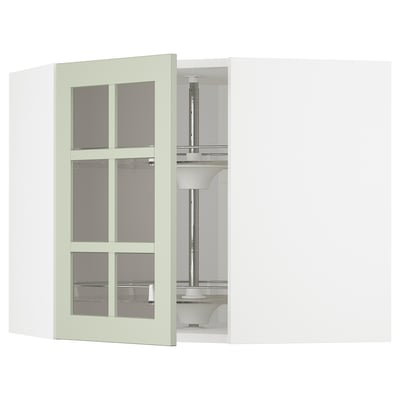 METOD kitchen: green glass doors, adjustable shelf, tempered glass, modern design.