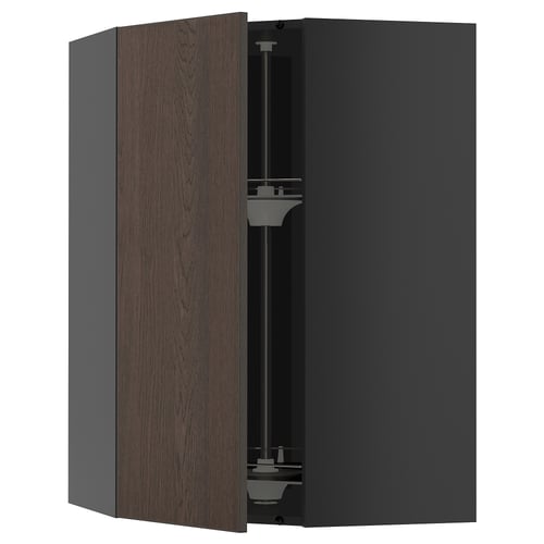 METOD kitchen unit, dark brown, wooden, c-shaped, modern design, with adjustable shelf.