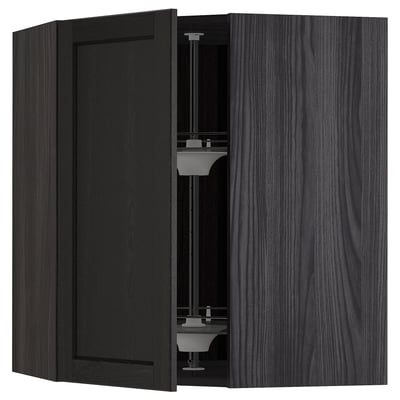 METOD kitchen wall cabinet in dark grey with adjustable shelves and beveled edges.