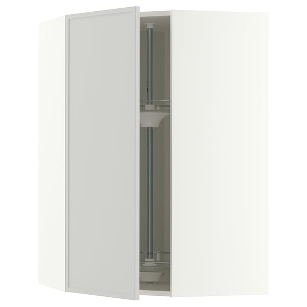 METOD wall cabinet carousel, white, glass shelves, adjustable, frameless.