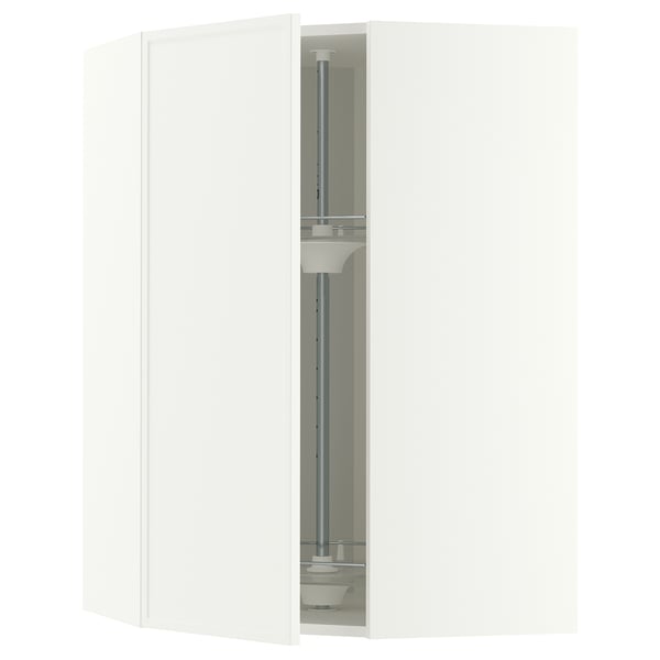 METOD Corner wall cabinet with carousel, white/Aspudden matt white, 68x100 cm