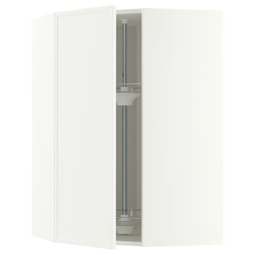 METOD Corner wall cabinet with carousel, white/Aspudden matt white, 68x100 cm
