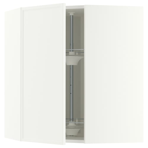 METOD Corner wall cabinet with carousel, white/Aspudden matt white, 68x80 cm