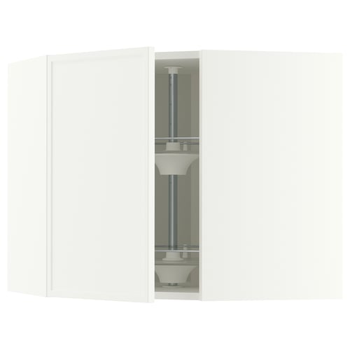 METOD Corner wall cabinet with carousel, white/Aspudden matt white, 68x60 cm