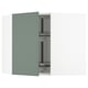 IKEA METOD turquoise cabinet open showing shelves.