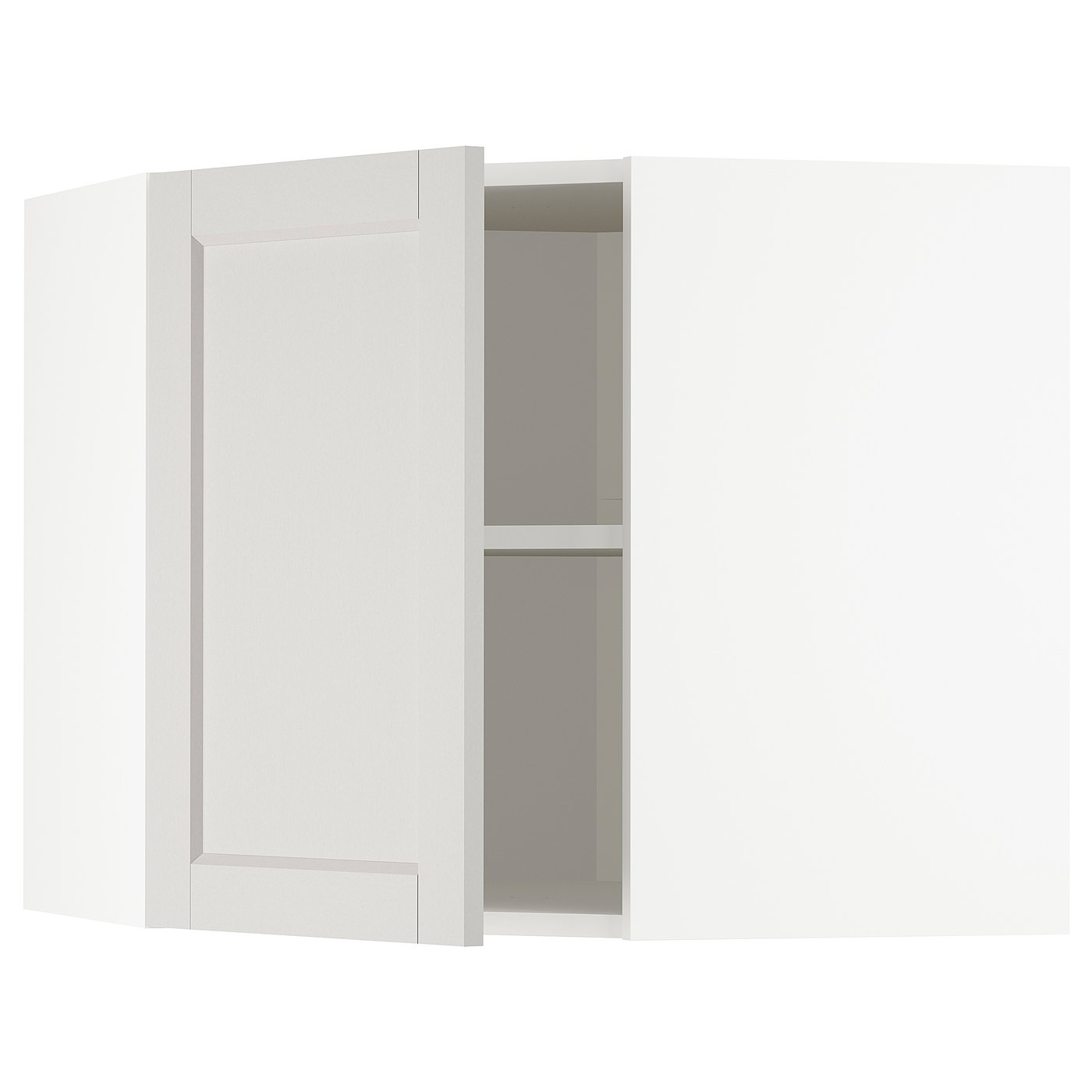METOD corner wall with shelves, white/Lerhyttan light grey
