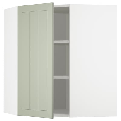 Ikea METOD green cabinet with adjustable shelves.
