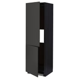 Modern black kitchen cabinet, tall with two doors. Or, to stay under a stricter limit: black kitchen cabinet, tall with two doors, sleek.