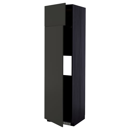 METOD black kitchen cabinet, sleek design, dark wood finish, adjustable shelves, modern look.