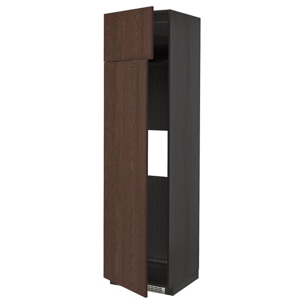 Ikea METOD dark brown kitchen cabinet with adjustable shelves.