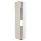 Ikea METOD high cabinet in beige with smooth finish, featuring adjustable shelves, and slim profile, perfect for kitchen storage.