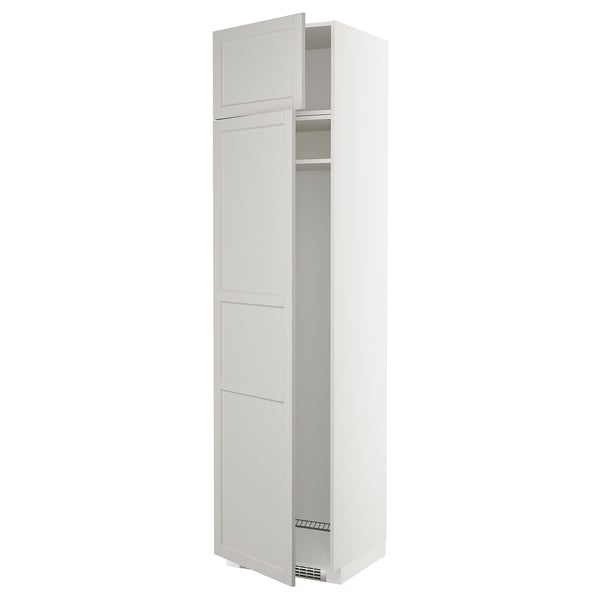 White METOD kitchen cabinet with grey lerhyttan fronts.
