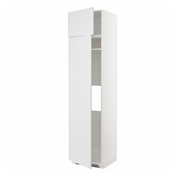 A white METOD kitchen cabinet with adjustable shelves and reversible doors.