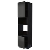 A black METOD kitchen cabinet with adjustable shelves and a modern design.