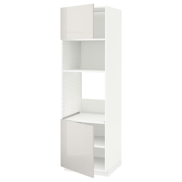 A white METOD kitchen cabinet with adjustable shelves, modern high-gloss design, and a 25-year guarantee.
