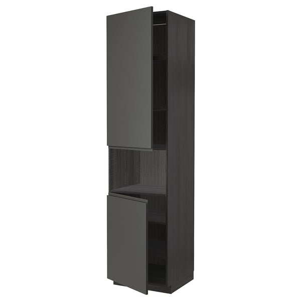 METOD kitchen cabinet, grey, tall, two doors, particleboard.