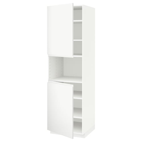 METOD kitchen unit, white, tall, adjustable shelves, minimalist matte finish.