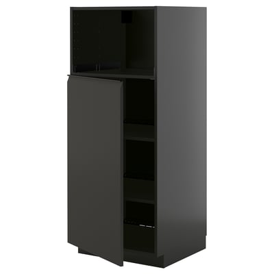 METOD High cabinet f built-in appliances, black-grey/Upplöv matt anthracite, 60x60x140 cm