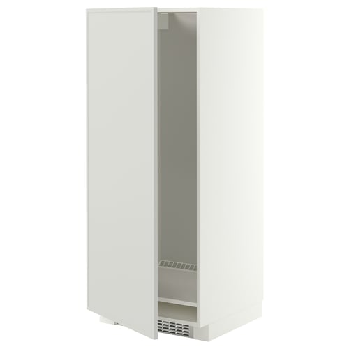 METOD High cabinet for fridge/freezer, white/Aspudden light grey, 60x60x140 cm