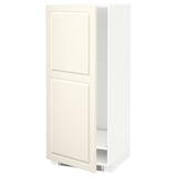 A white, tall kitchen cabinet from the METOD system with a traditional design featuring beveled edges.