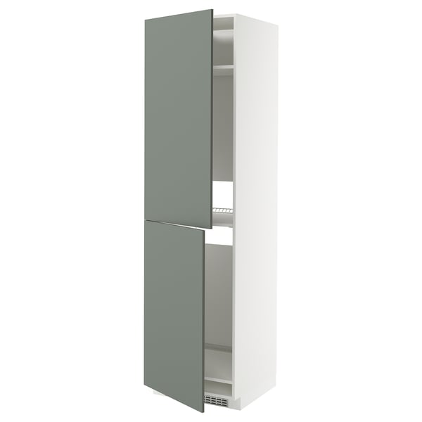 Green high cabinet from METOD kitchen system, modern design with adjustable shelves.