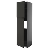 METOD tall black modern kitchen cabinet with sleek doors and adjustable shelves.
