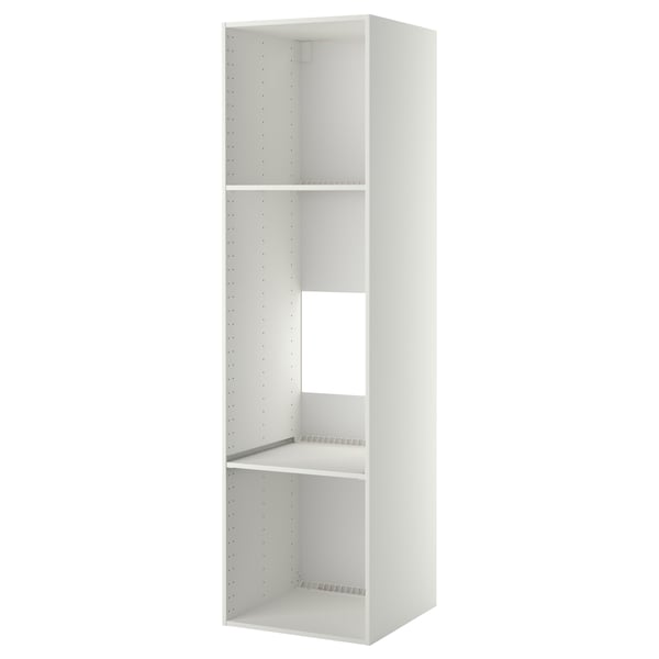 METOD white kitchen cabinet, tall, square, 2 shelves, melamine.