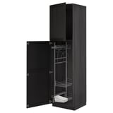 Black METOD kitchen cabinet with pull-out organizers.