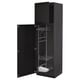 METOD kitchen cabinet in black stained wood with pull-out shelves and hanging organizer.
