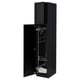 Black METOD kitchen cabinet with pull-out organizers and metallic interior.