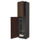 A dark brown IKEA METOD kitchen cabinet with a pull-out organizer.