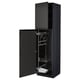 Dark gray METOD kitchen cabinet with open door showing shelves and pull-out organizers.