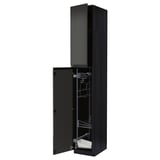 Black METOD kitchen cabinet with pull-out organizers.