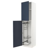 METOD kitchen cabinet, blue, modern design, wire racks, white interior.