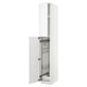 White METOD kitchen cabinet with pull-out shelves and nickel-plated hinges. Modern, rectangular design.