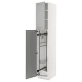 METOD kitchen cabinet, white, tall, organized, pull-out shelves.