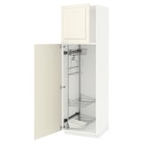 METOD off-white cabinet: tall, white, with pull-out shelves and dampers, opens left or right.